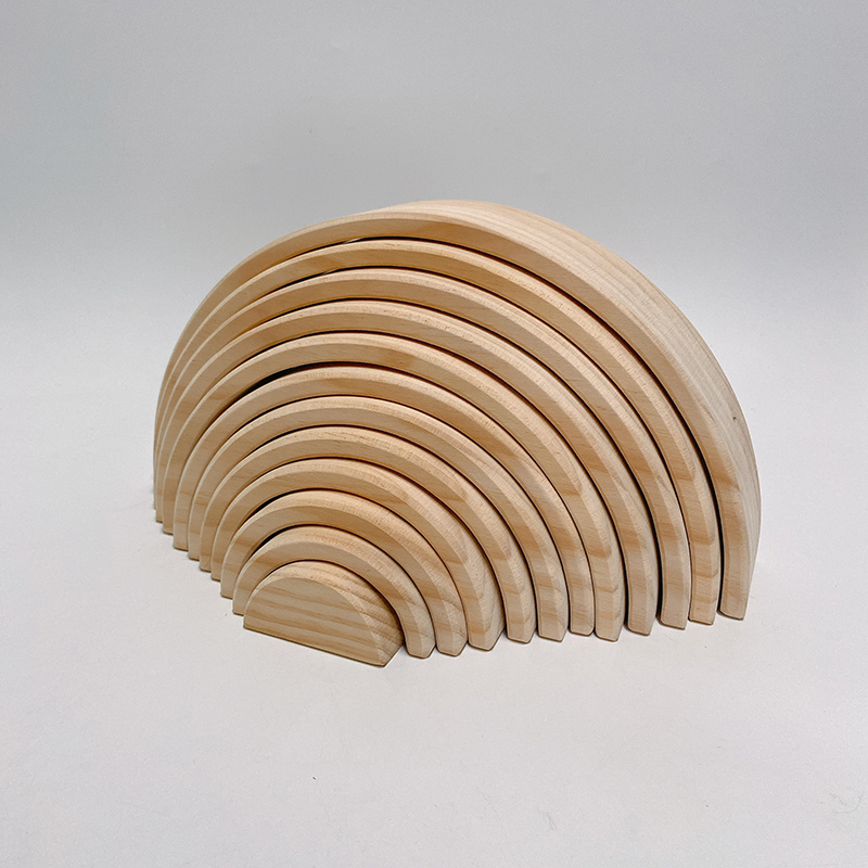 Rainbow 35.5cm Coloured Wooden Building Blocks Large Baby