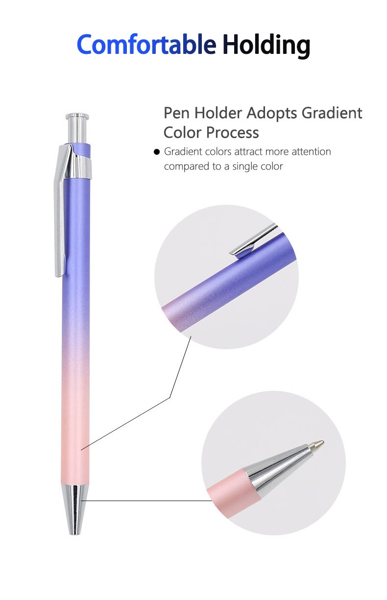 Aluminum Metal Gradient Color Ballpoint Pen 1.0mm Press Type Gift Ball Pen