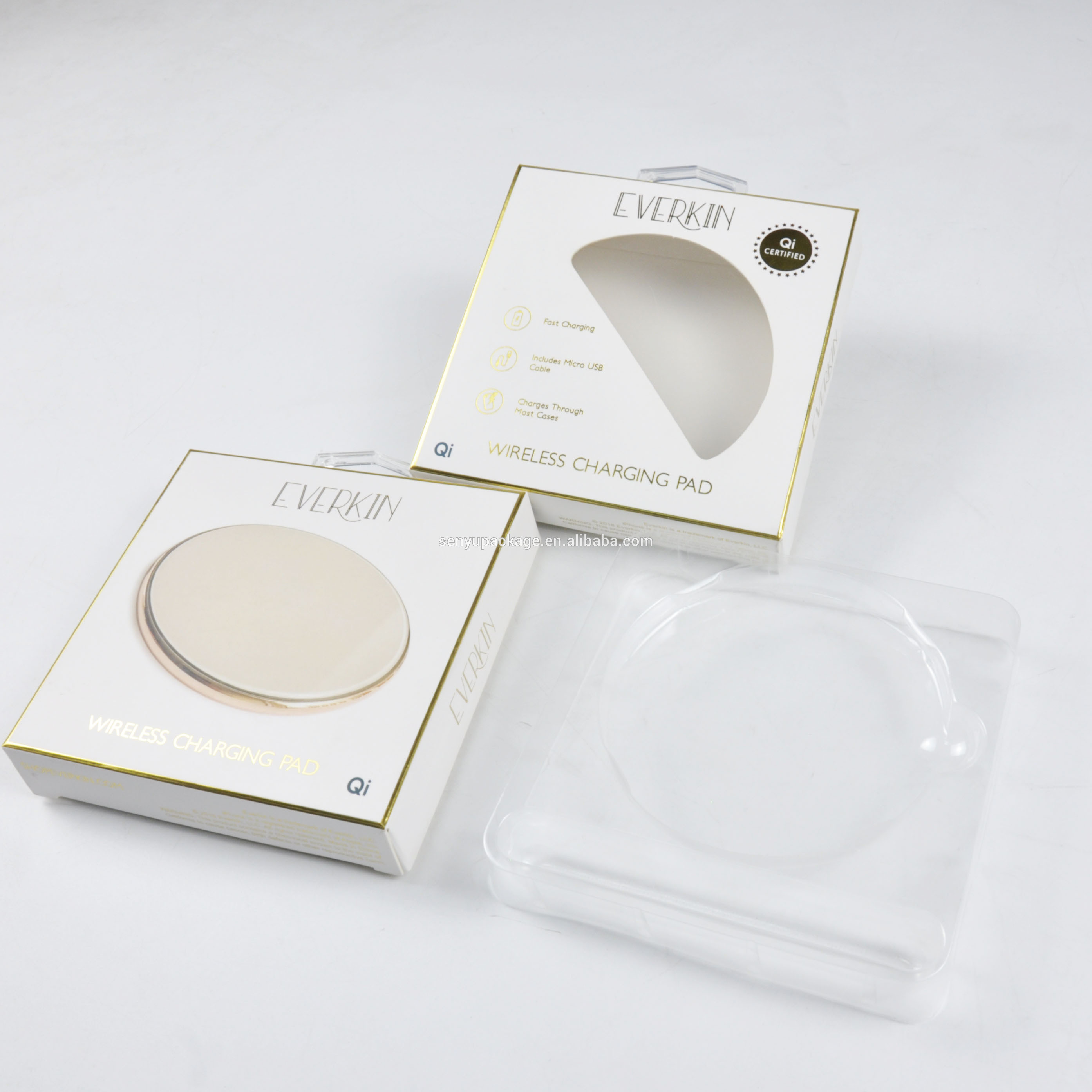 Custom Printed Cardboard Retail Car Charge Box Mobile Phone Charger Packing Box with Clear Window