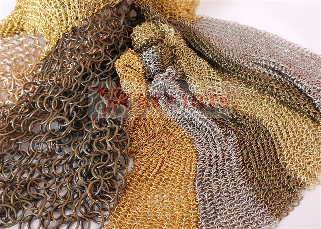 Metal Chain Link Bronze 3mm Ring Mesh Curtain Stainless Steel With Customized Pattern