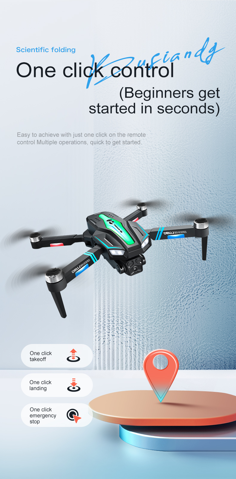 Beginner Drones Three-axis Flow Positioning Brushless Mini Foldable Drone with Infrared Obstacle Avoidance and 4k Camera