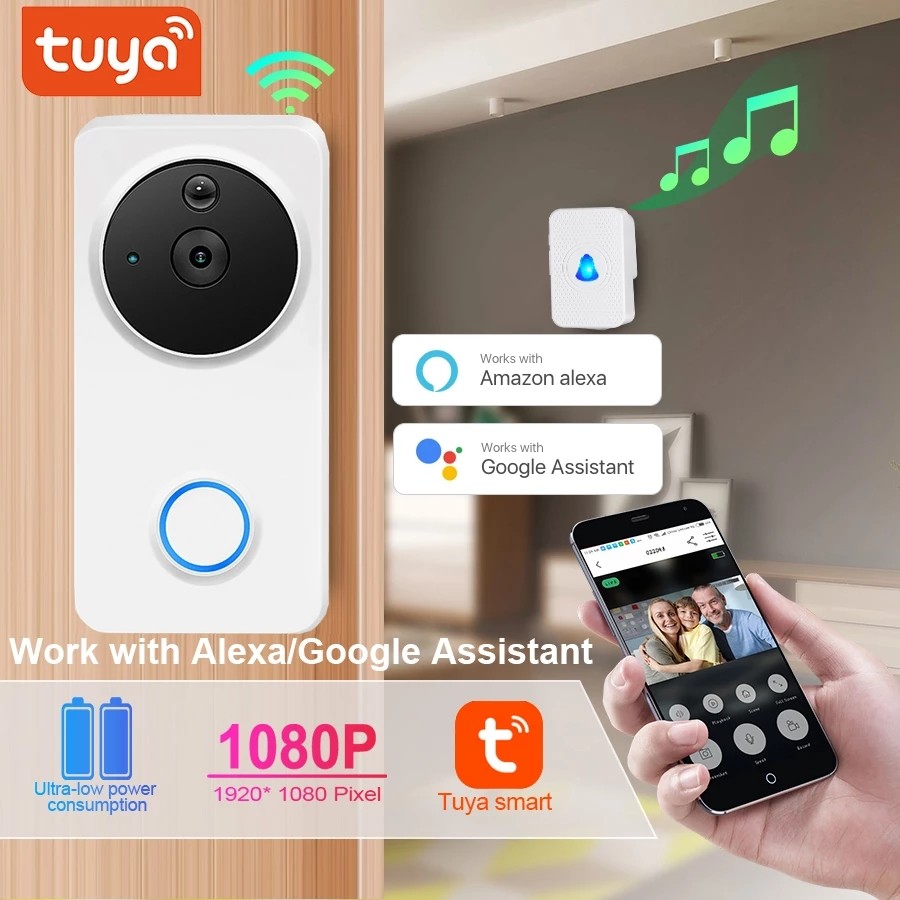 Real Time Night Vision Tuya Smart Life Video Doorbell OLED HD WiFi Security Camera