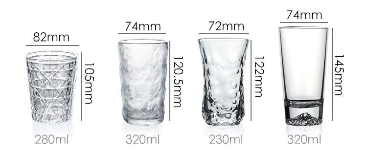 Reusable Embossed Highball Glass tumbler Clear For Juice Wine Milk