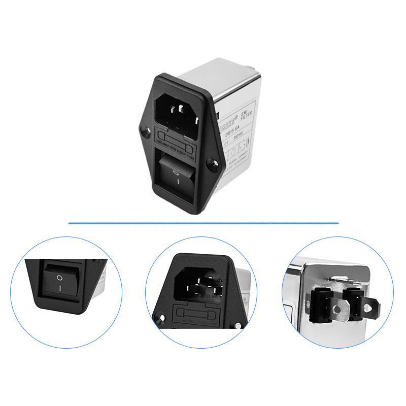 DBI5 1A 3A 6A 10A power filter With Fuse IEC socket type with safety switch EMI Filter