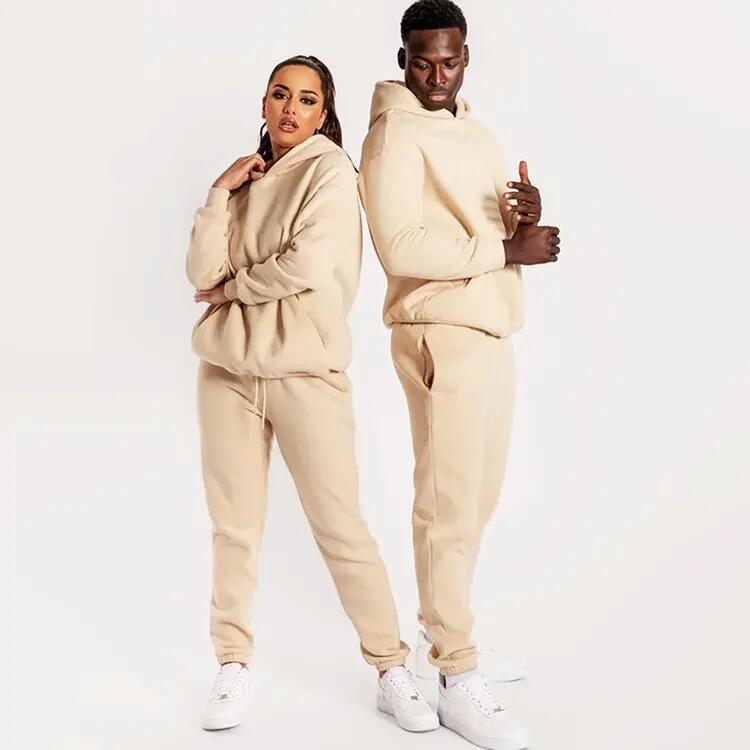 Custom Logo Jogger 100% Cotton Women Sportswear White Unisex Men Sweatsuit Tracksuit Hoodie Set