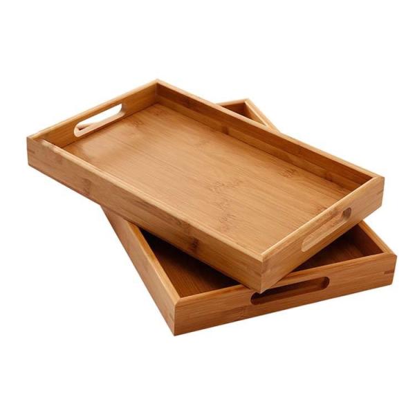 Food 35*22cm Bamboo Kitchen Storage Wooden Woven Serving Trays Ergonomic Grip