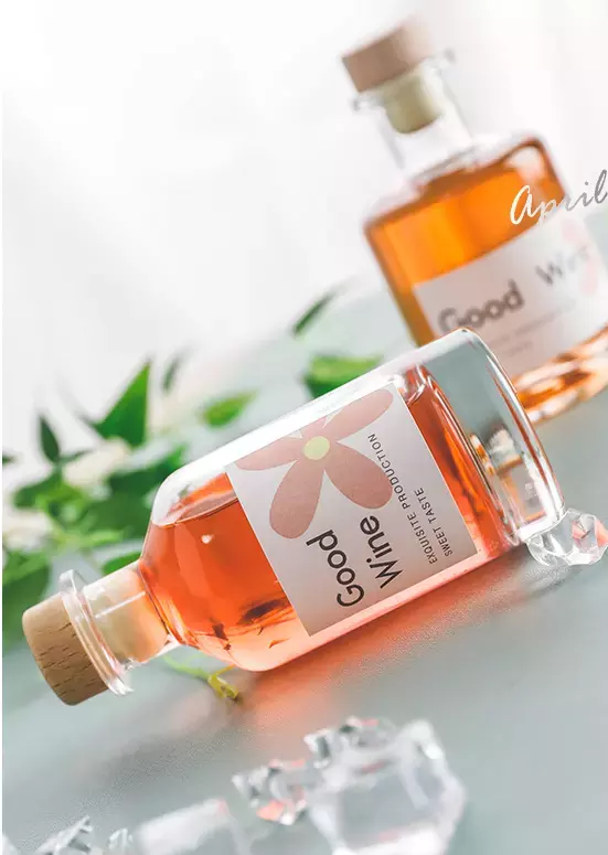 200ml 375ml 500ml 750ml Round Glass Liquor Wine Vodka Tequila Bottle with Sealed Cork Lid