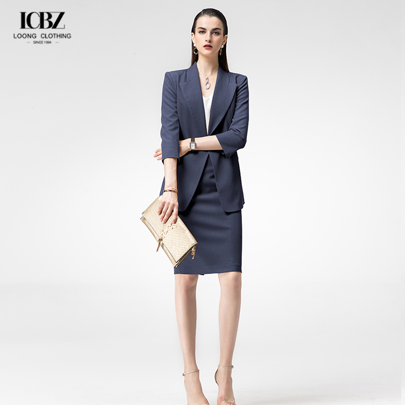 Customized Women's Suit Two-piece Set with Single Button Closure and Polyester Fabric