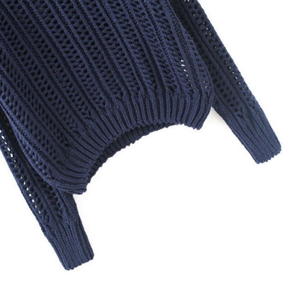 Crochet,Sweater Three Quarter Sleeve Hollow out Casual Crochet Knitted Sweater Women Jumper Pullovers