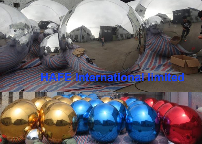 CE Gold Silver Color 12ft Inflatable Mirror Balloon 2 Layers For Event Decor