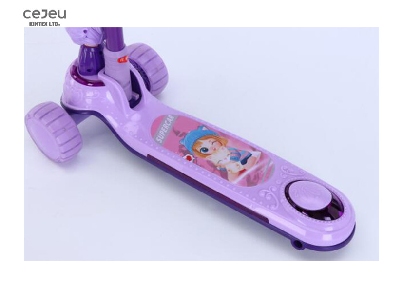 55*17*39CM Baby Kick Scooter 3 Position Adjusted Princess Kick Scooter With PU Silient Wheel
