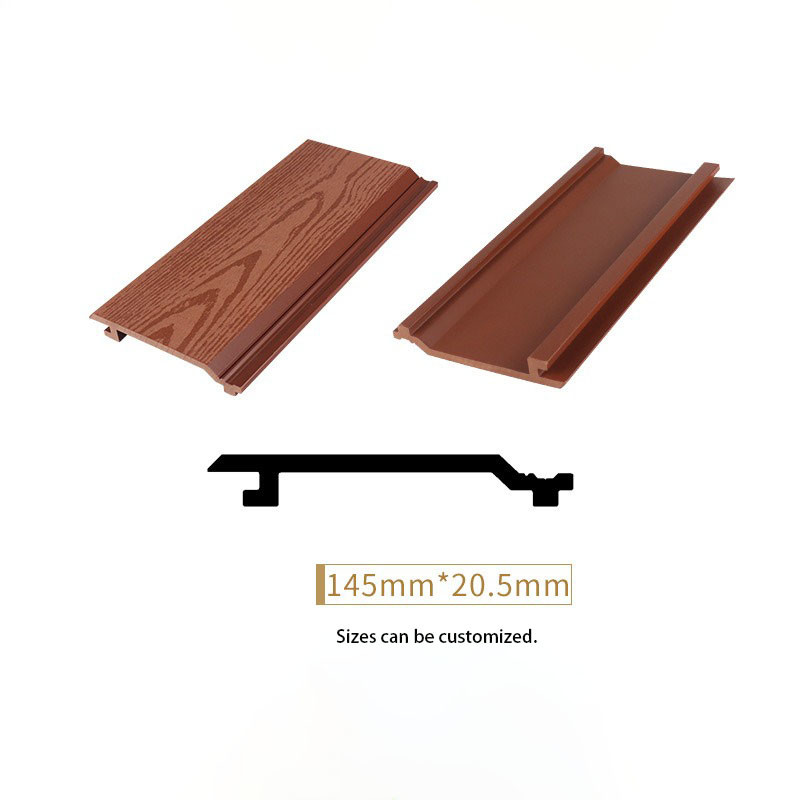 Waterproof 145x20.5mm Wood Plastic Composite Cladding Panel Brown WPC Outdoor Wall Panel For Garden