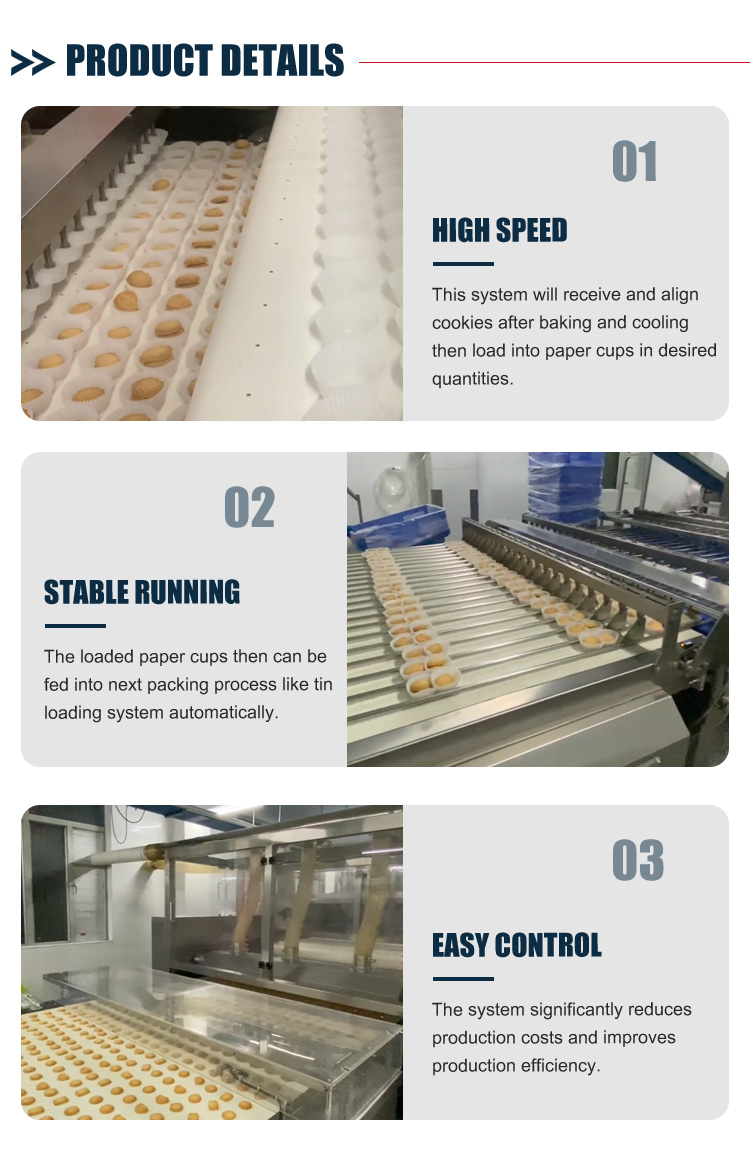 Food Industry Biscuit Packing Machine Automatic Paper Cup Laoding System