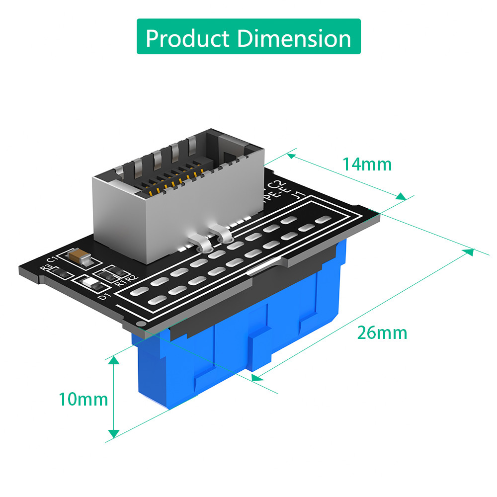 Vertical Header USB 3.1 Front Panel Socket Key A Type E To USB 3.0 Male Extension