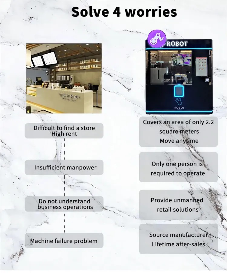 Automatic Coffee Robot Barista Fresh Brewed Coffee Milk Tea Vending Robot With Customizable Recipes