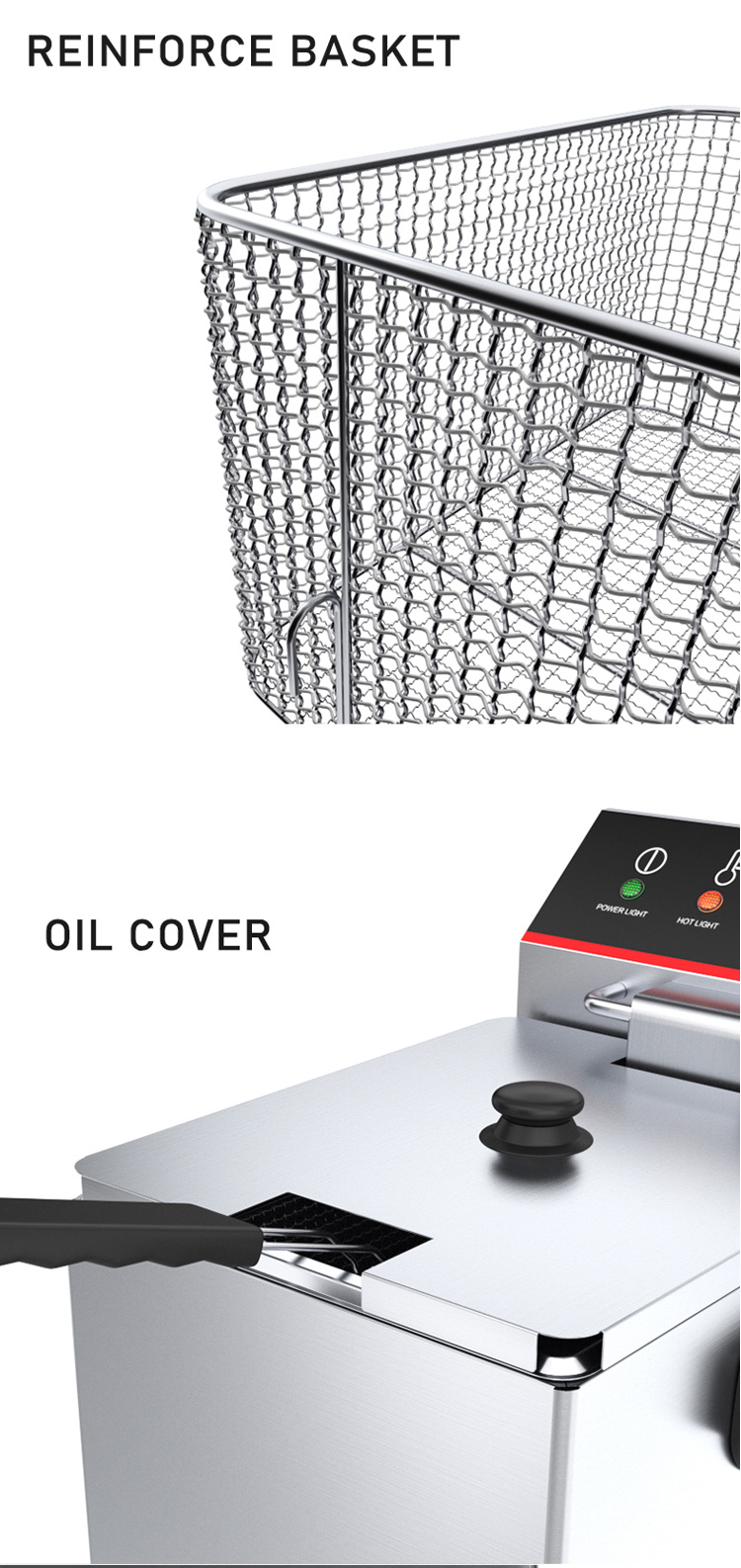 Commercial Kitchen Electric Deep Fryer 8L One Tank for Restaurant Catering Equipment