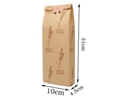 FSC SGS BRC Flexo Printing French Bread Paper Bags Baguette Self Adhesive Seal