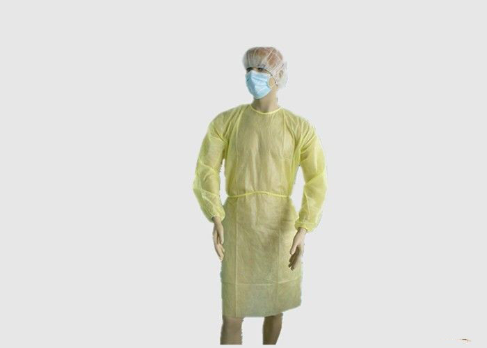 Non Absorbent Yellow Isolation Gowns , Disposable Barrier Gowns Lightweight