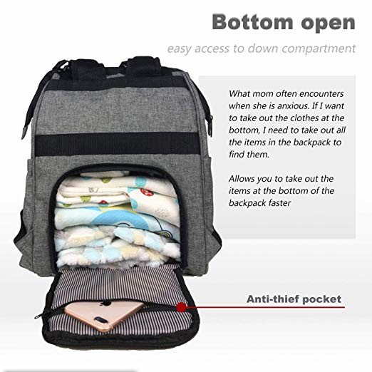 Large Multifunction Mummy Diaper Bag Baby Changing Backpack With Stroller Straps