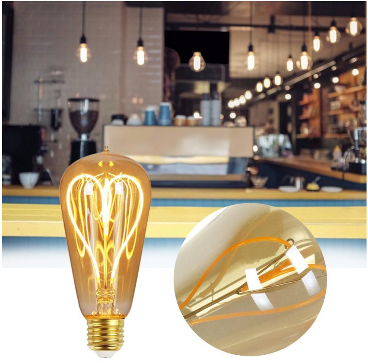 220V 2400K Vintage Led Filament Bulb 64*148mm ST64 LED Filament Bulb 6W