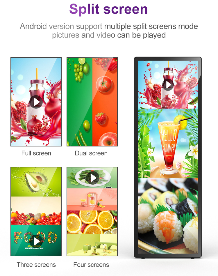 VETO 75 Inch Indoor Full-screen Portable Advertising screen HD Resolution Battery LCD Digital Signage