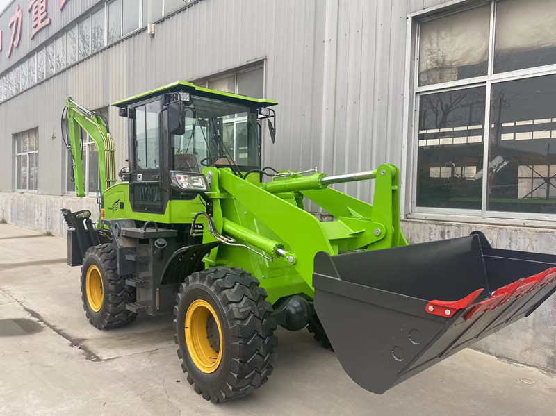 Construction machinery turbocharged engine 100hp 6.5 ton loader backhoe in green