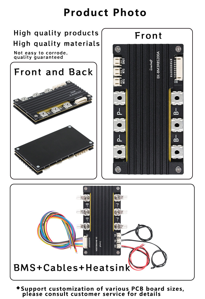 Enerkey 12V/24V BMS 3s-8s 200a High Current BMS for 28.8V 29.6V Li-ion/Lithium 24V 25.6V LiFePO4 Battery Pack