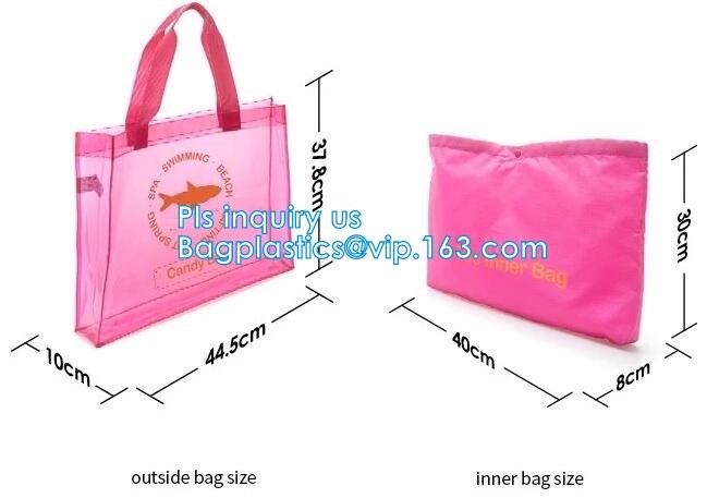 fashion pvc mirror vinyl shopping bag with printing, Recyclable Durable Clear PVC Shopping Bag with Button Closure, tote