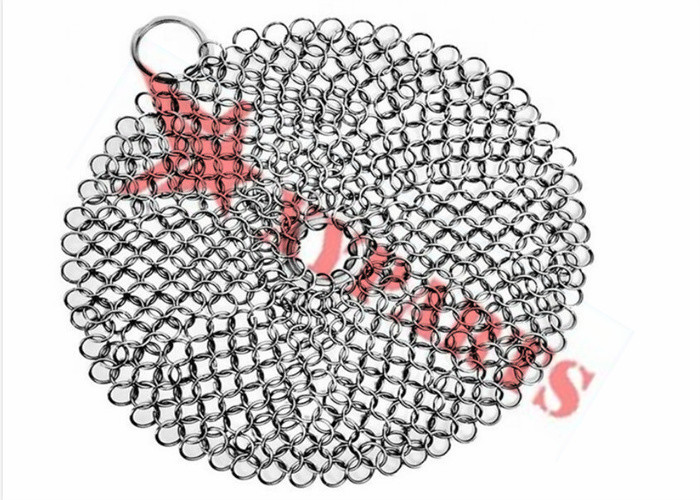6"x6" Round Kitchen Chain Mail Scrubber For Pans Skillets Cleaning
