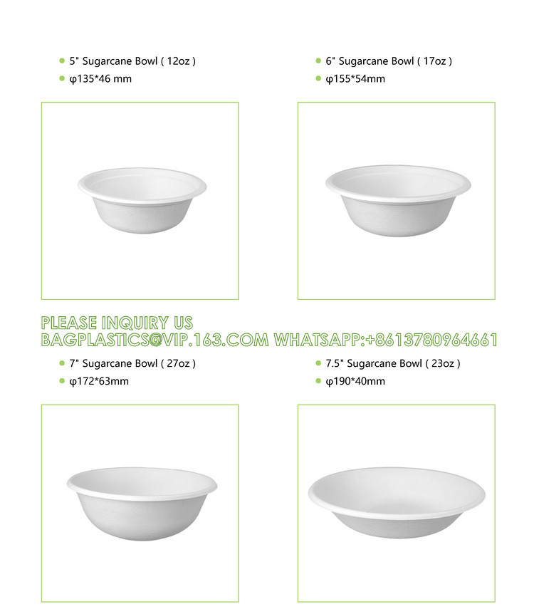 12oz 24oz 32 Oz Sugarcane Bagasse Biodegradable Disposable Compostable Round Paper Salad Soup Bowl With Lid Sugar Cane