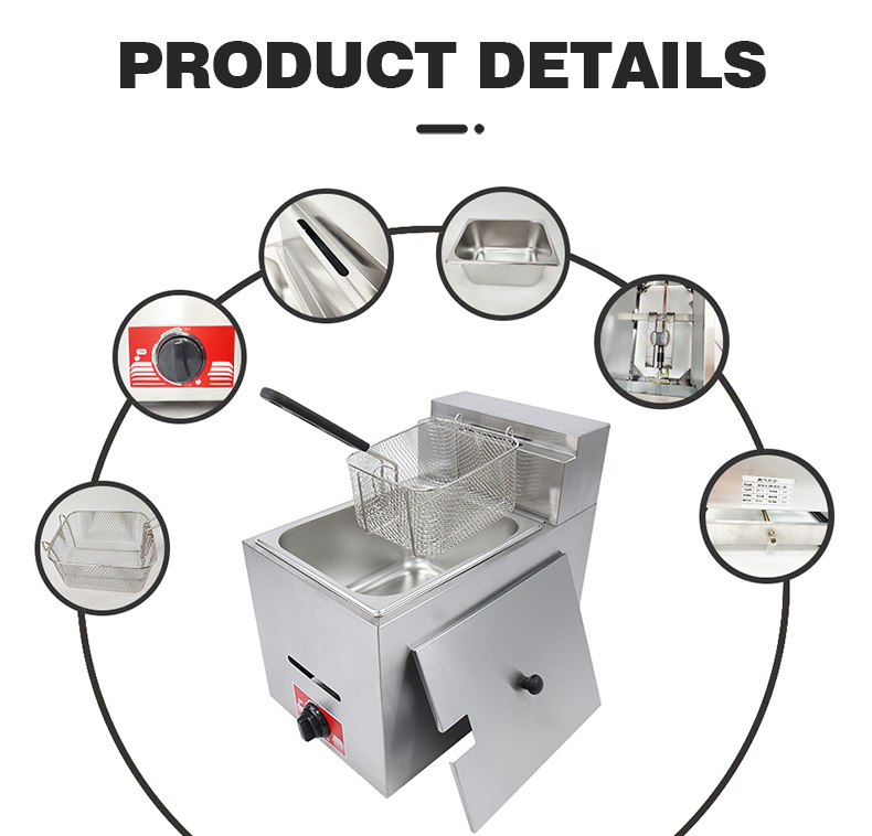Stainless Steel Temperature Mini Electric Gas Deep Fryer for Commercial Restaurant