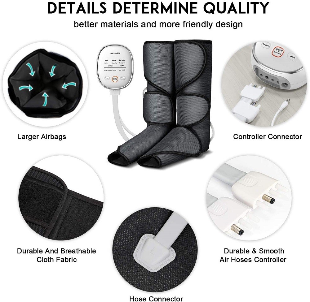 Heat 21W Air Pressure Foot And Leg Compression Massager For Circulation