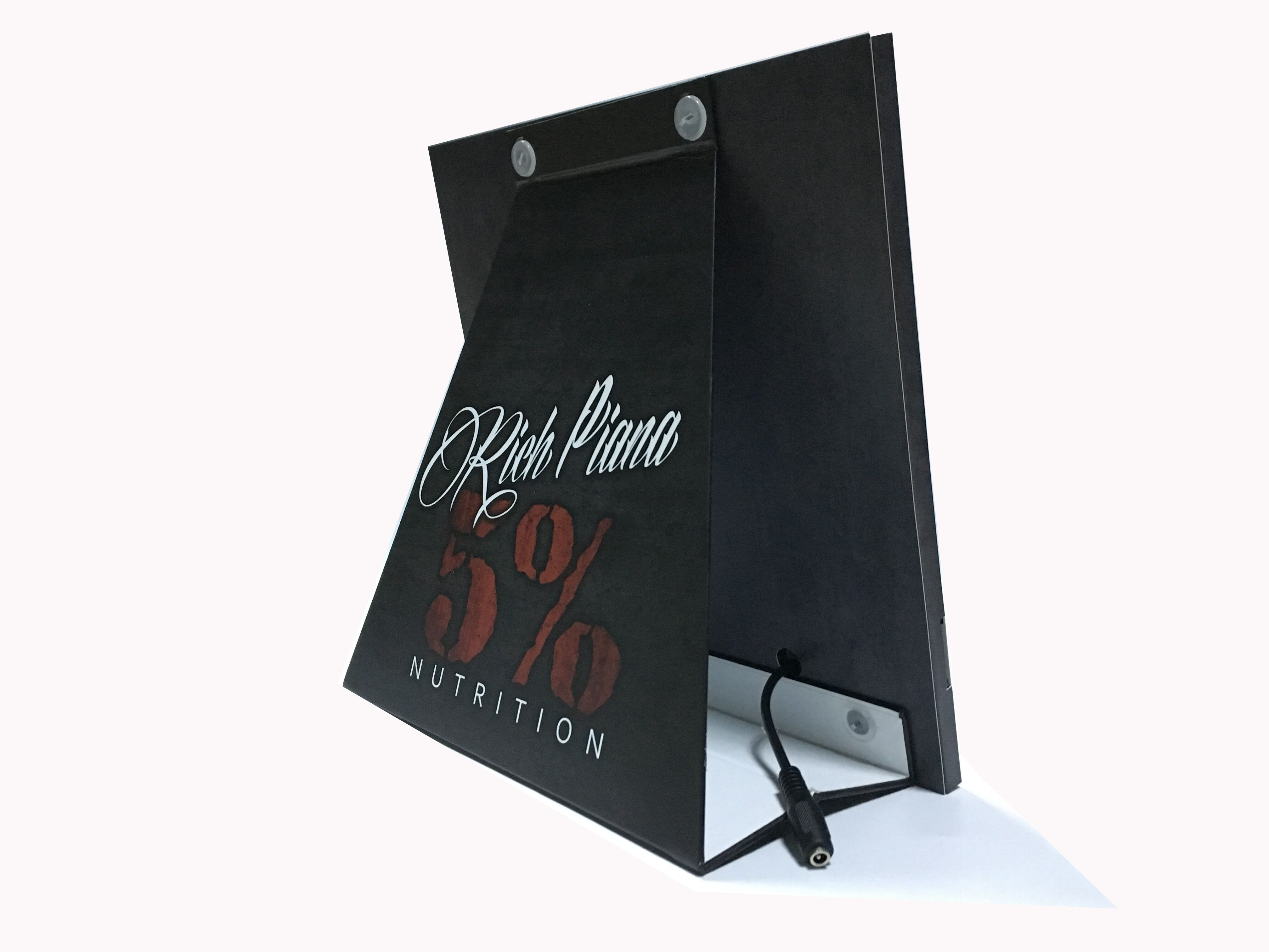 motion sensor activated countertop advertising video player with HD video pop screens
