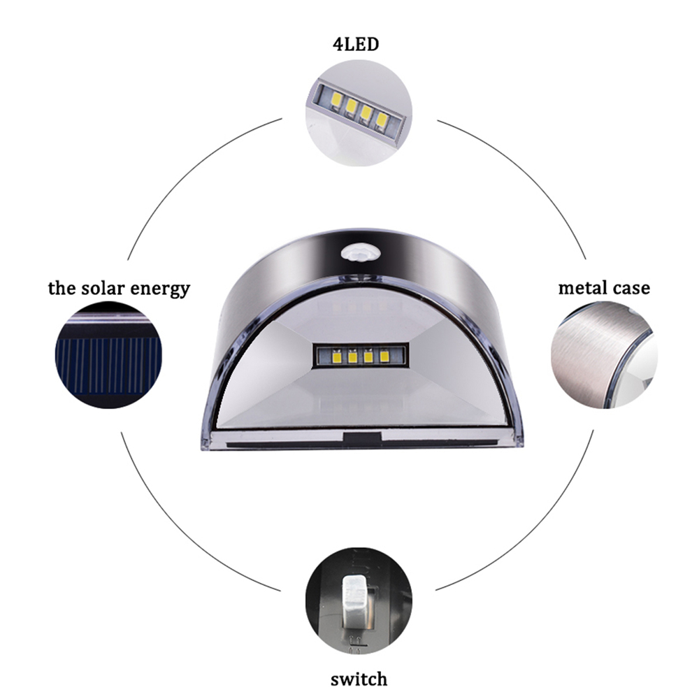 Fence Solar Powered PIR Motion Sensor Light Stainless Steel LED Lighting and Circuitry Design Residential ROHS Ce 1-year 10000