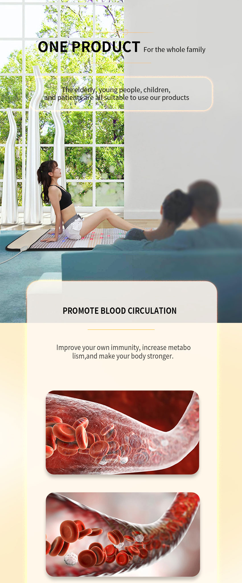 Far Infrared Rainbow Mat for Pain Relief 180*70/190*80 cm and 12-30 Photon Lights