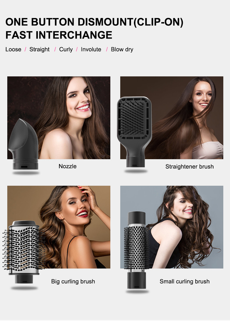 ABS Electric Hair Brush Dryer , Ionic 4 In 1 Hot Air Brush 1000W
