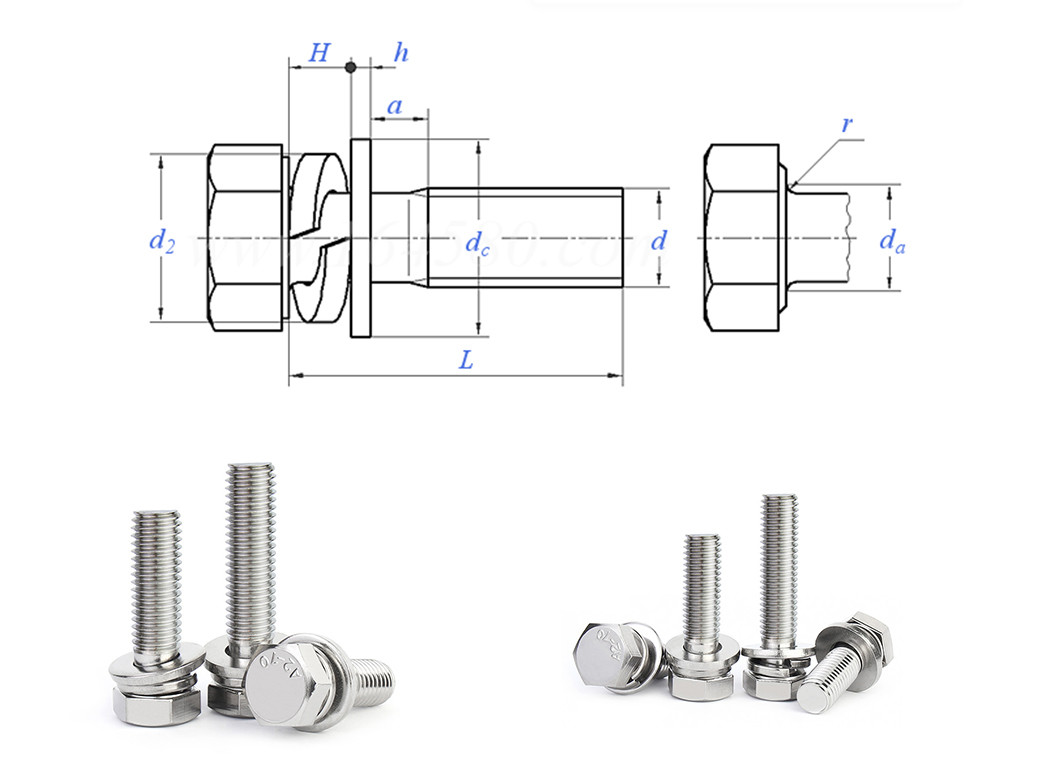 Grade 5 External Hex Bolt Full Thread M8 Bolt With Washer And Spring