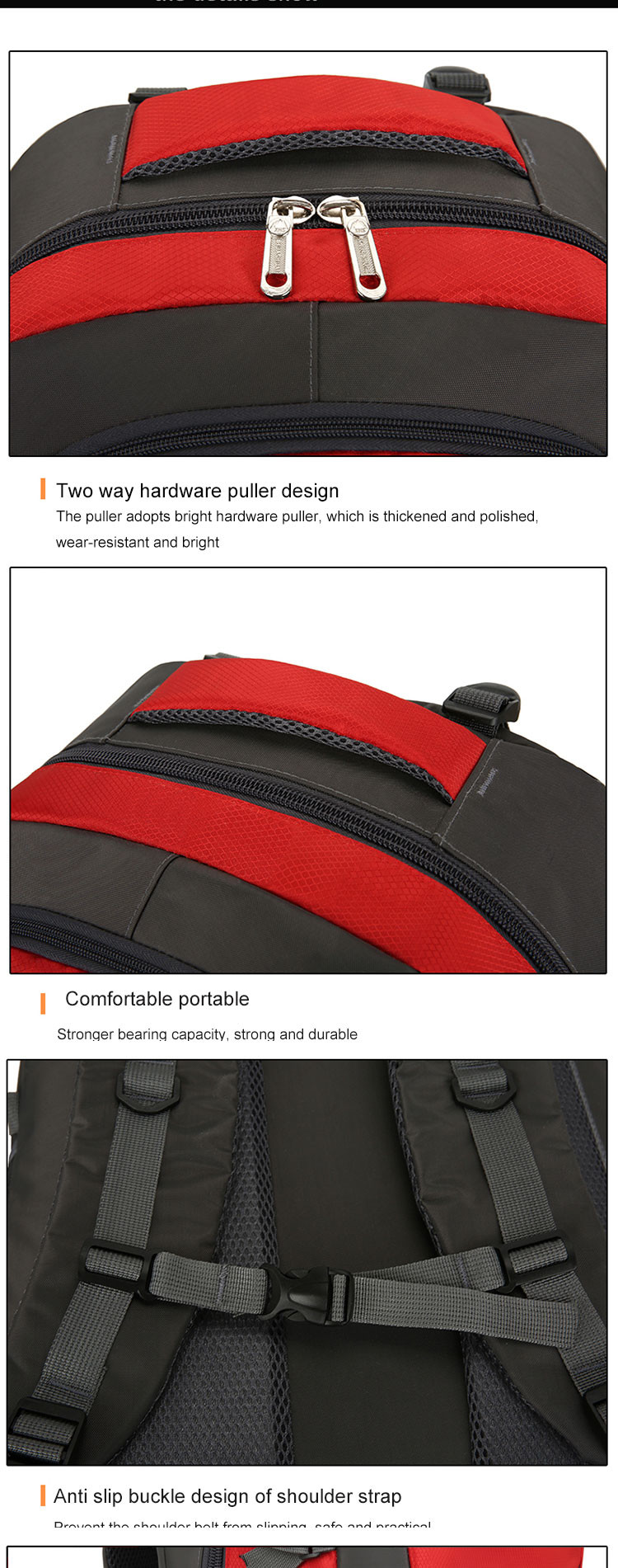 40L 60L 80L Waterproof Hiking Backpack ISO Lightweight Camping Backpack