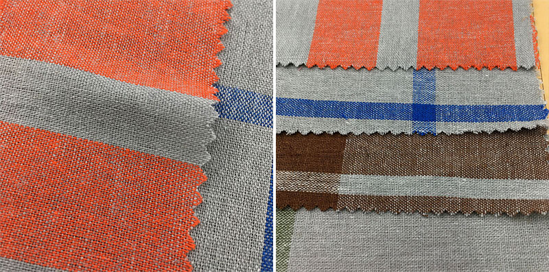 Stonewashed 80gsm-150gsm Check And Stripe Fabrics Yarn Dyed Linen For Clothing