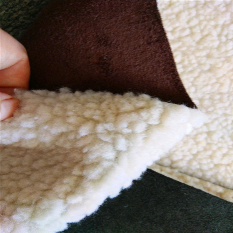 Light Yellow 100% Polyester Synthetic Sherpa Suede Fabric for End Customers