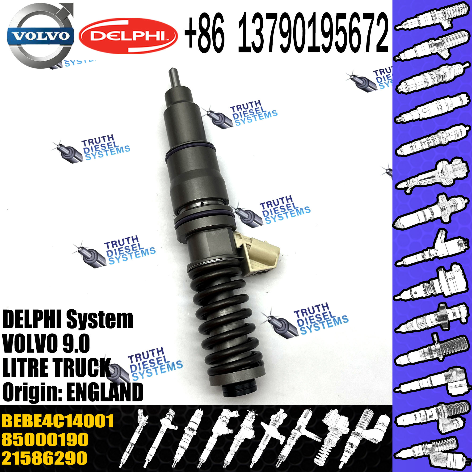 Fuel Injector BEBE4C02001 BEBE4C14001 BEBE4C03001 BEBE4C03101 3801438 For VOL 9.0 LITRE TRUCK