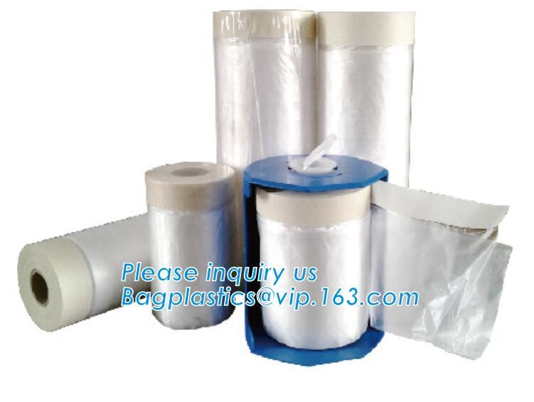 Pre-tapd paint masking film HDPE,Car paint repair masking film with tape, Hot sell masking film with adhesive tape, PAC