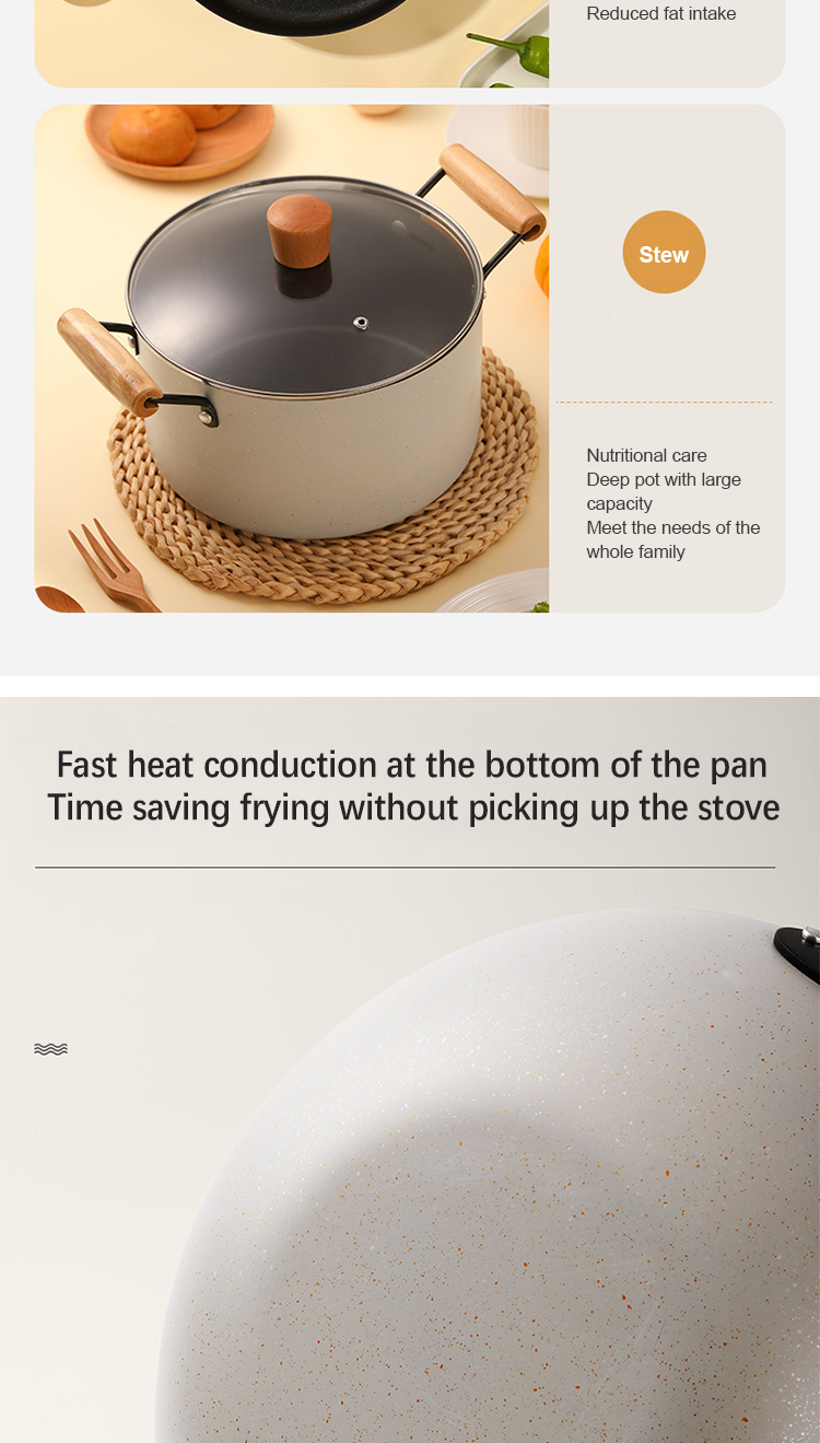3 Pcs Nonstick Cookware Set Fine Iron Non Stick Cooking Pot Set With Glass Lid