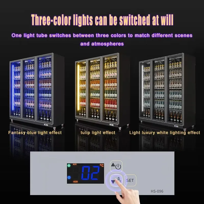 Commercial Supermarket Beverages Display Cabinets Glass Door Upright Display Fridge for Drinks and Beer