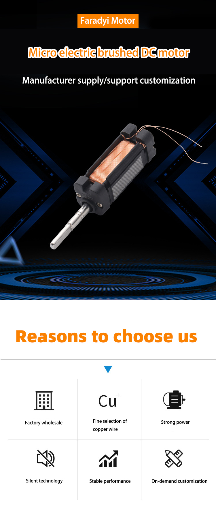 Faradyi Custom Manufacture Shell Design 12v 24v 15mm 4215 DC Brushless Motor For Massager