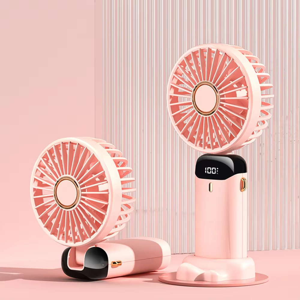 Top Selling Portable Led Display Mini USB Rechargeable Fans Summer Desk Handheld Air Conditioner Cooler for Outside Travel Fold