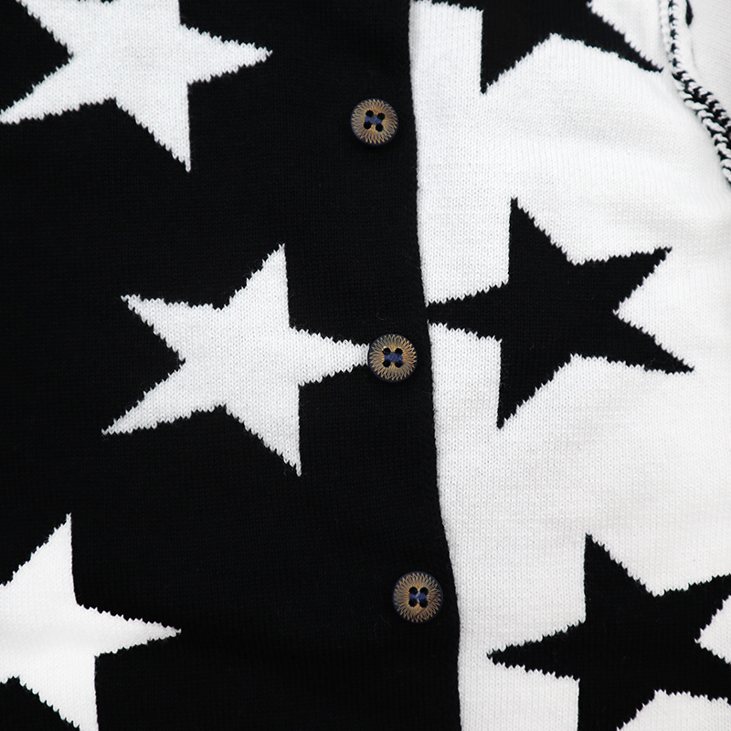 Stars Pattern Jacquard Autumn Winter Organic Cotton Toddler Boy Girl Designer Knitted Baby Cardigan Sweater