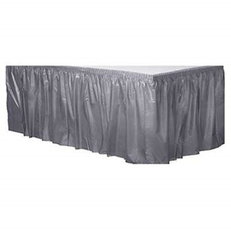Custom Disposable Plastic Table Skirts , Ruffled Rectangle Table Skirt