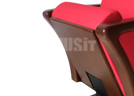 High End Wooden Auditorium Theater Seating Red Color With Single Steel Leg