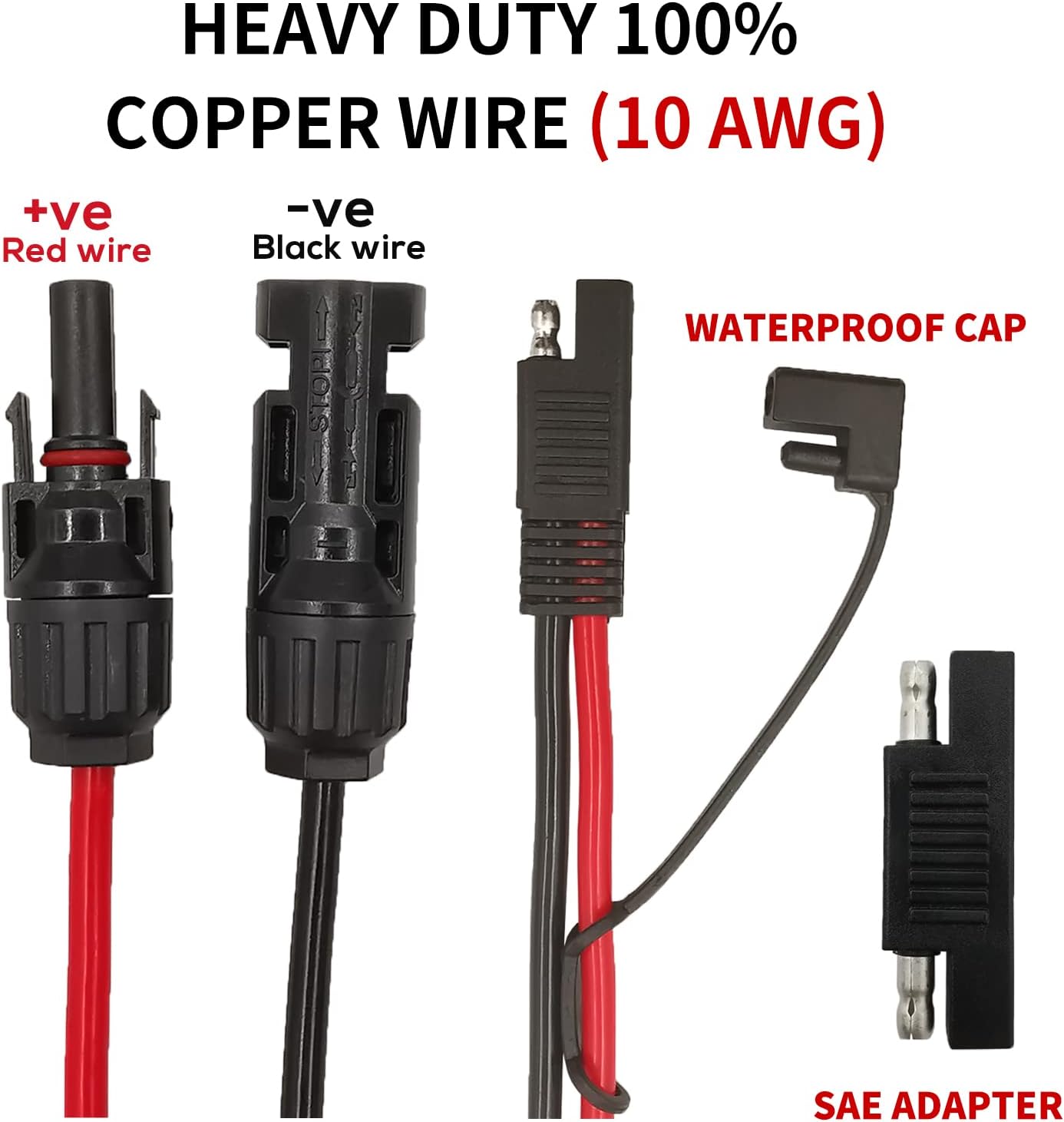 10AWG SAE to Solar Panel Adapter Extension Cable RV Solar Panel Connector Cable for RV Caravan Solar Panels Battery Charge